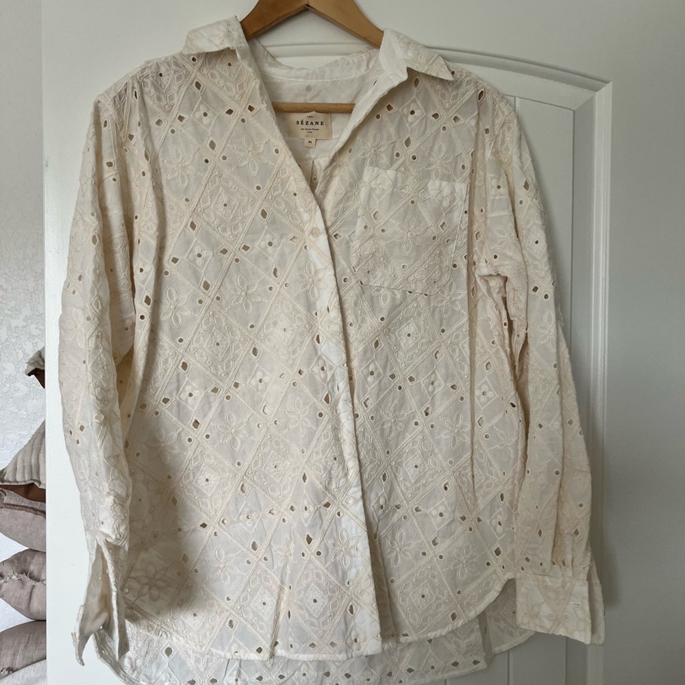 Sézane Max Shirt Cream Eyelet